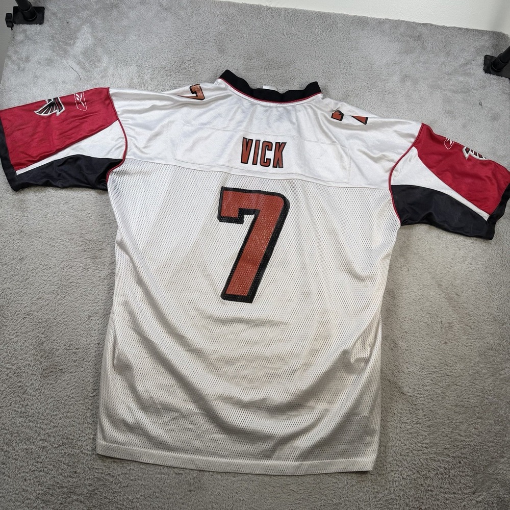 Vintage Atlanta Falcons Michael Vick Jersey Mens 2XL White #7 Reebok Mesh NFL